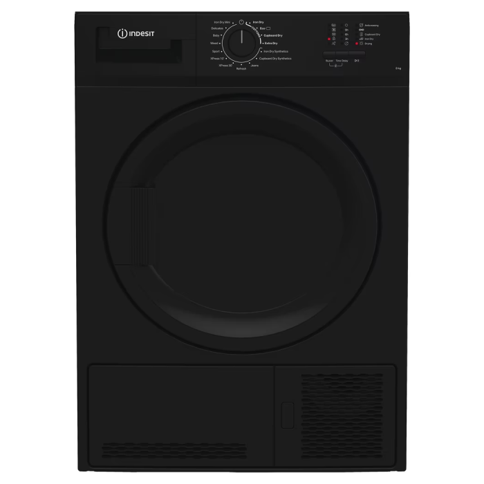 Indesit CYDC82BBGLUK Freestanding 8kg Condenser Tumble Dryer in Black