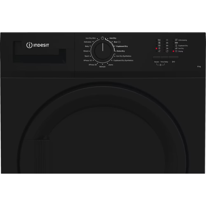 Indesit CYDC82BBGLUK Freestanding 8kg Condenser Tumble Dryer in Black