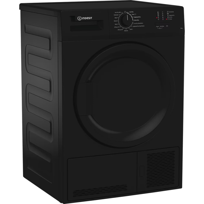 Indesit CYDC82BBGLUK Freestanding 8kg Condenser Tumble Dryer in Black